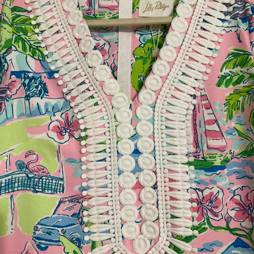 Lilly Pulitzer Ocleppo V-Neck Maxi Caftan Size 10 in Conch Shell Pink Sunny Dee - Picture 9 of 11